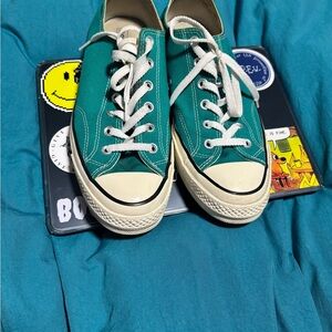 Teal Canvas Converse 70